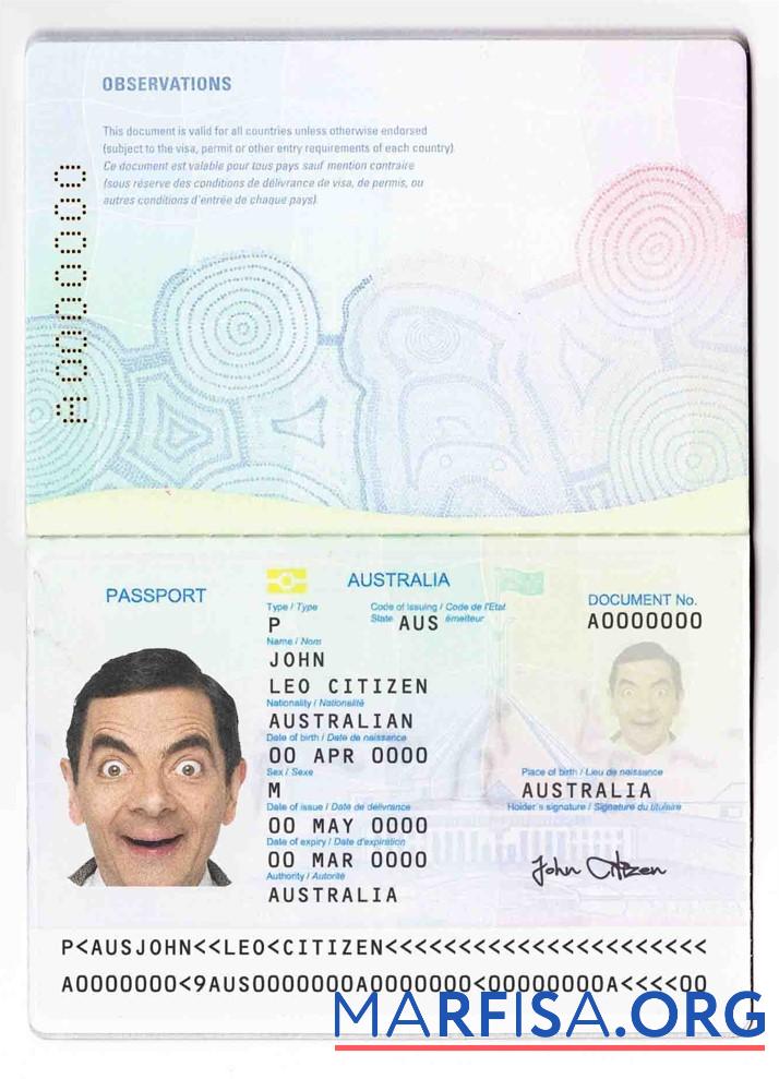 Downloadable Australian standard passport download for verification